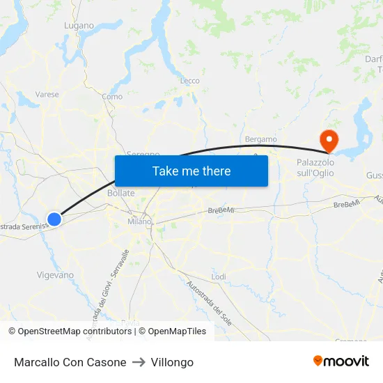 Marcallo con Casone to Villongo map