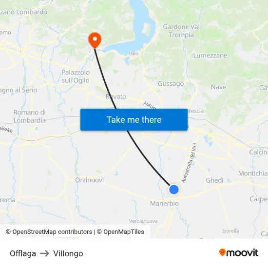 Offlaga to Villongo map