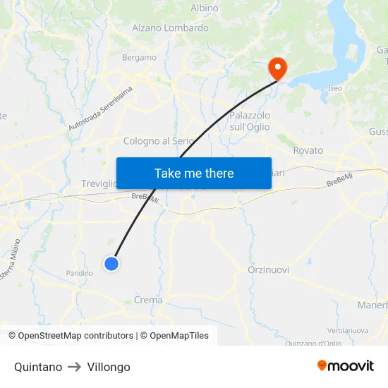 Quintano to Villongo map