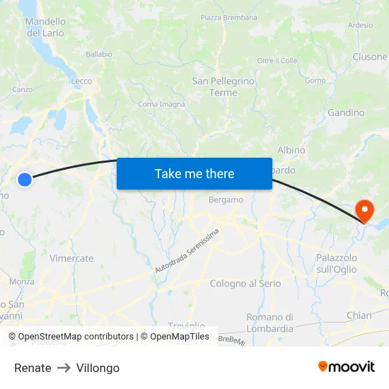 Renate to Villongo map