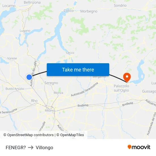 Fenegro to Villongo map