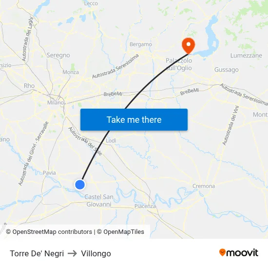 Torre De' Negri to Villongo map