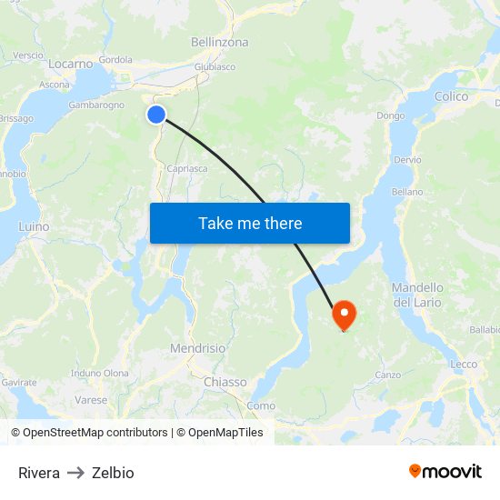 Rivera to Zelbio map