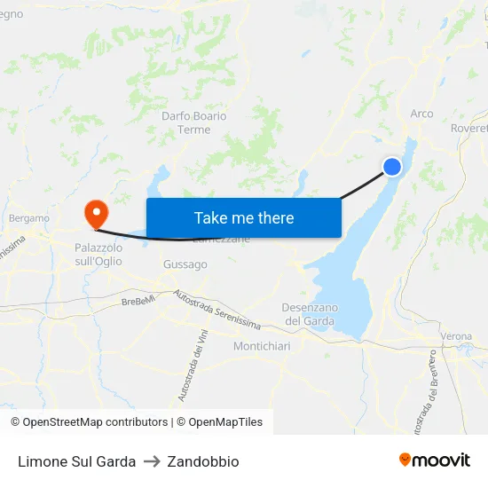 Limone Sul Garda to Zandobbio map