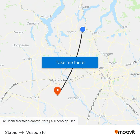 Stabio to Vespolate map