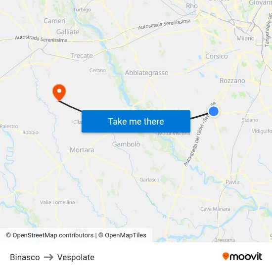 Binasco to Vespolate map