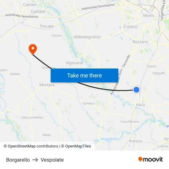 Borgarello to Vespolate map