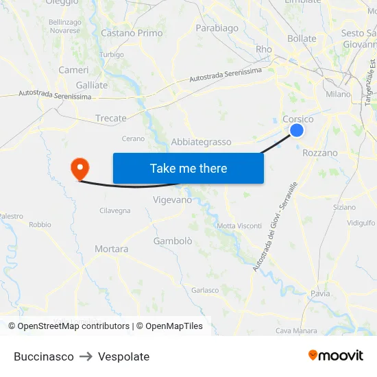 Buccinasco to Vespolate map