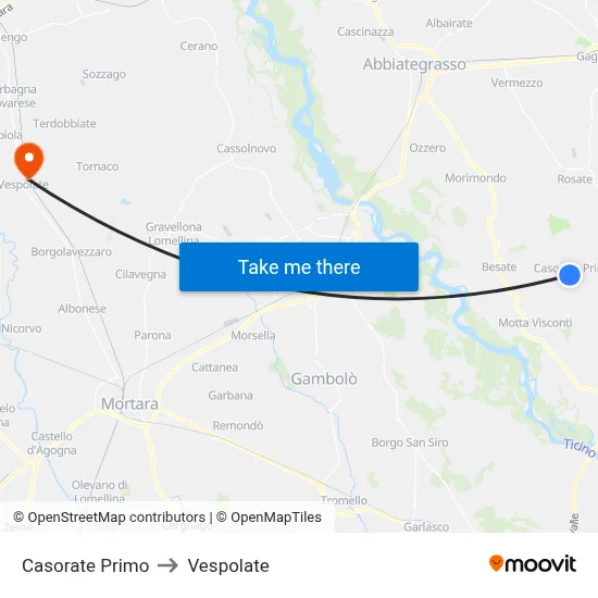 Casorate Primo to Vespolate map