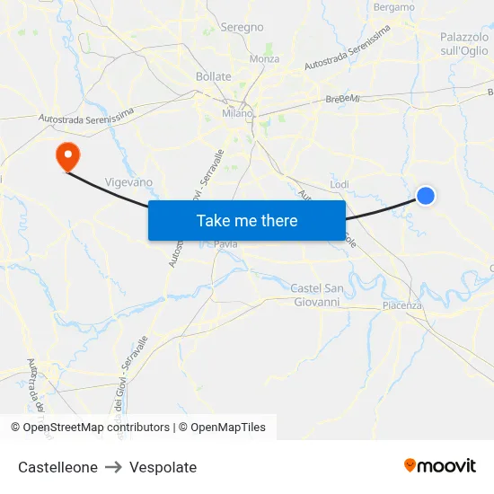 Castelleone to Vespolate map