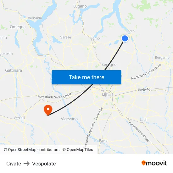 Civate to Vespolate map