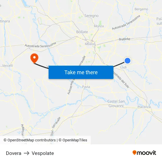 Dovera to Vespolate map