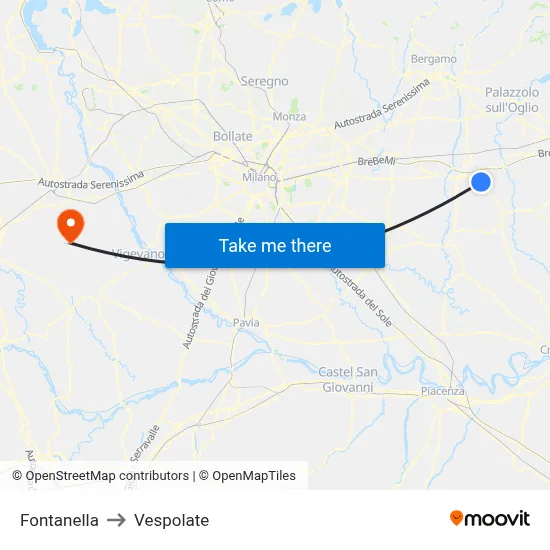 Fontanella to Vespolate map