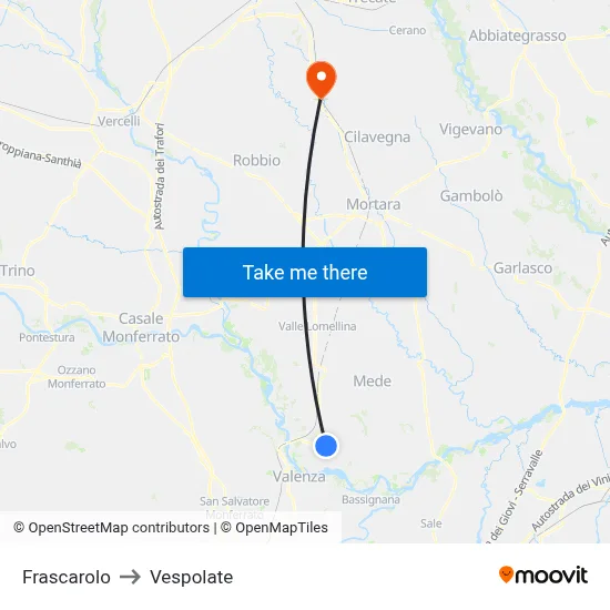 Frascarolo to Vespolate map