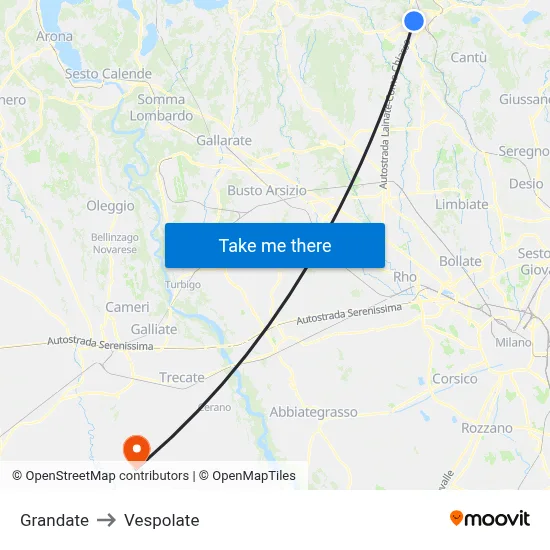 Grandate to Vespolate map