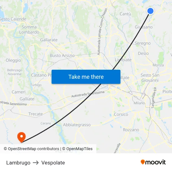 Lambrugo to Vespolate map
