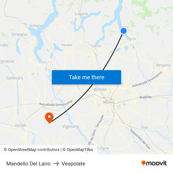 Mandello Del Lario to Vespolate map