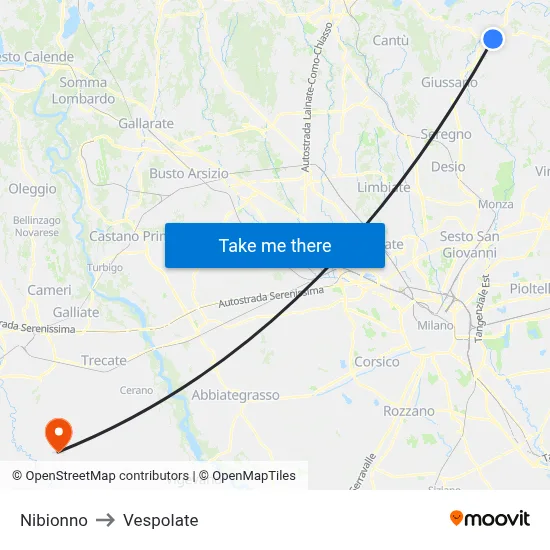 Nibionno to Vespolate map