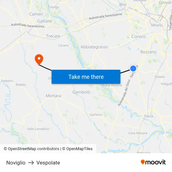 Noviglio to Vespolate map
