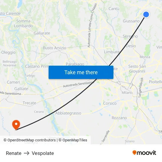 Renate to Vespolate map
