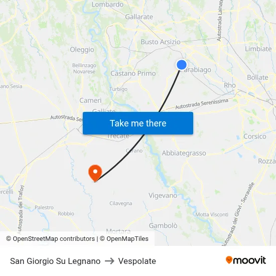 San Giorgio Su Legnano to Vespolate map