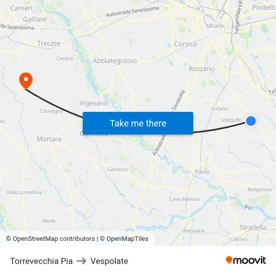 Torrevecchia Pia to Vespolate map