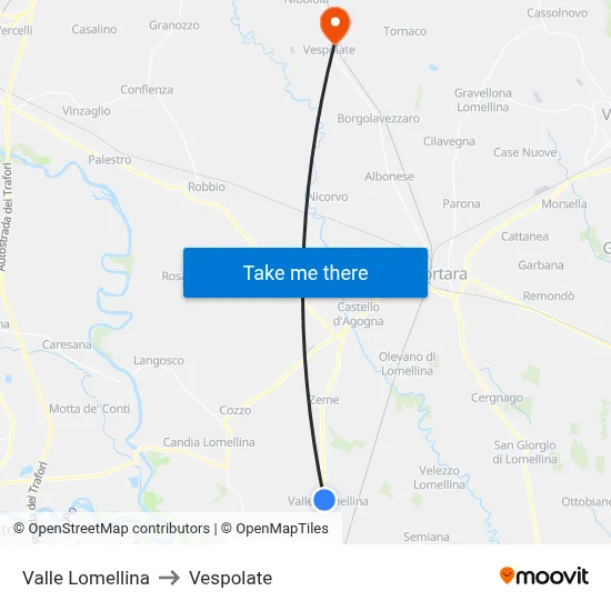 Valle Lomellina to Vespolate map