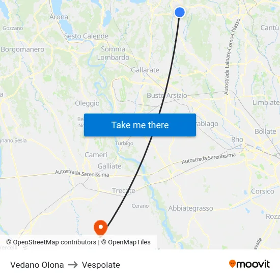 Vedano Olona to Vespolate map