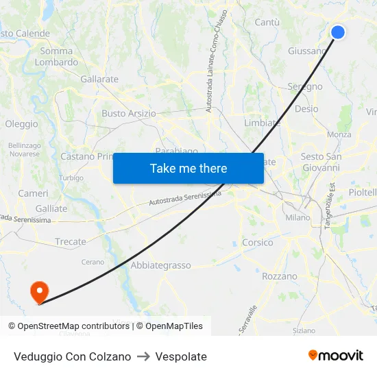 Veduggio Con Colzano to Vespolate map