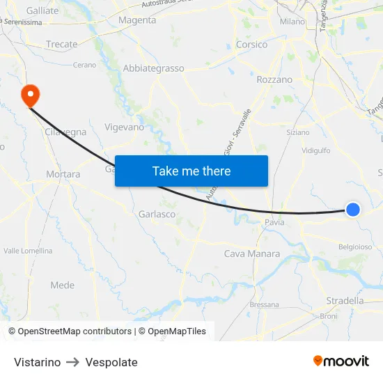 Vistarino to Vespolate map