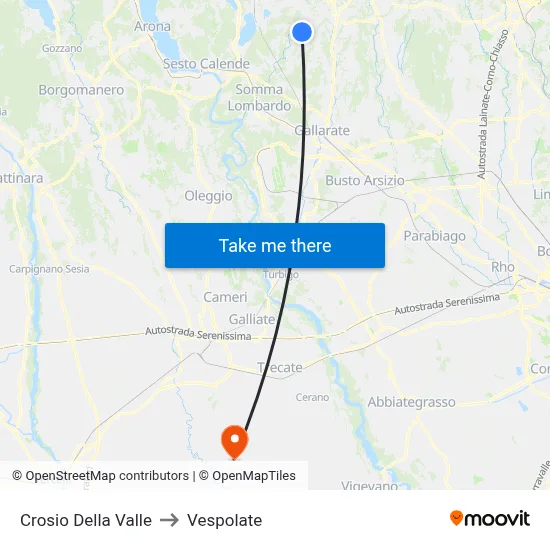 Crosio Della Valle to Vespolate map