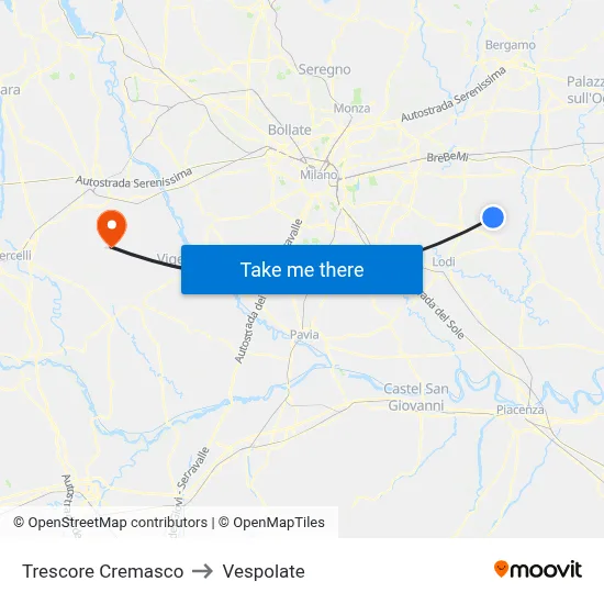 Trescore Cremasco to Vespolate map