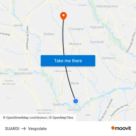 Suardi to Vespolate map