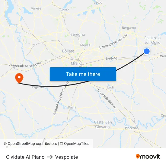 Cividate Al Piano to Vespolate map