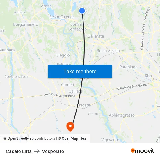 Casale Litta to Vespolate map