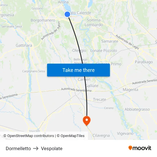 Dormelletto to Vespolate map