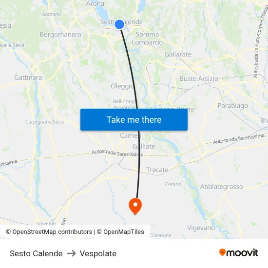 Sesto Calende to Vespolate map