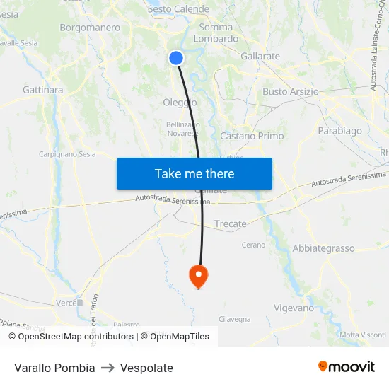 Varallo Pombia to Vespolate map