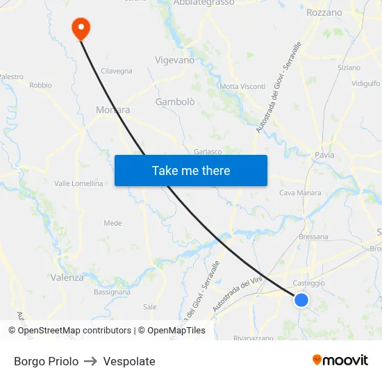 Borgo Priolo to Vespolate map