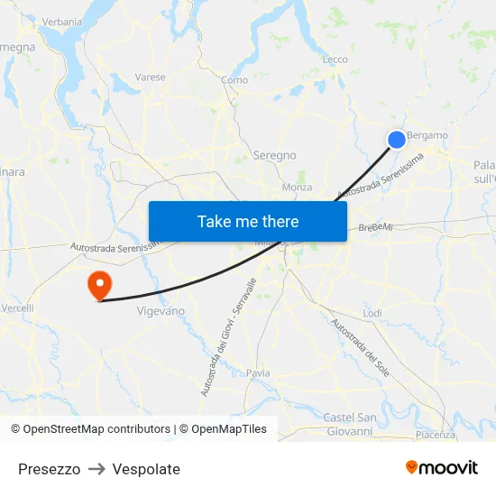 Presezzo to Vespolate map