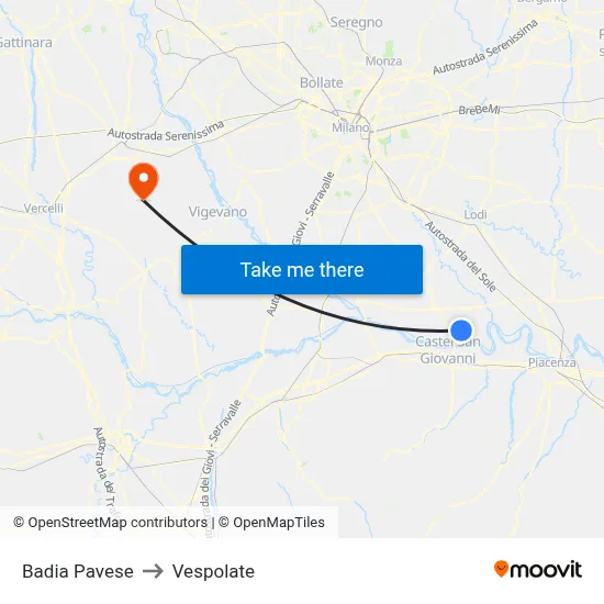 Badia Pavese to Vespolate map