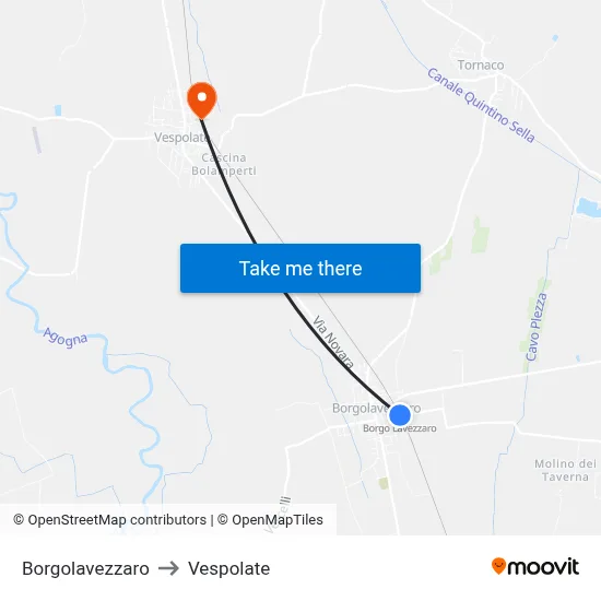 Borgolavezzaro to Vespolate map