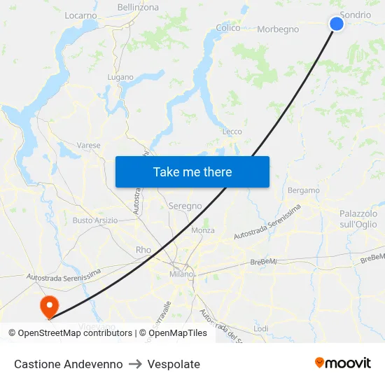 Castione Andevenno to Vespolate map