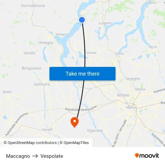 Maccagno to Vespolate map