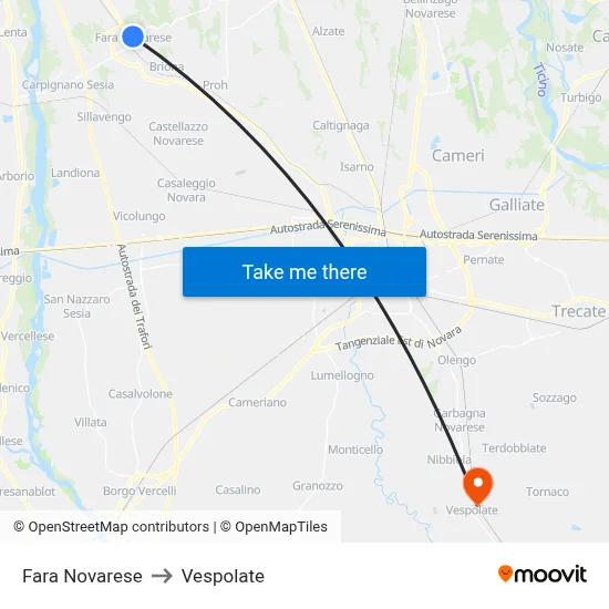 Fara Novarese to Vespolate map