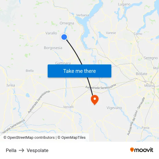 Pella to Vespolate map