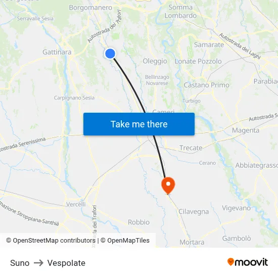 Suno to Vespolate map