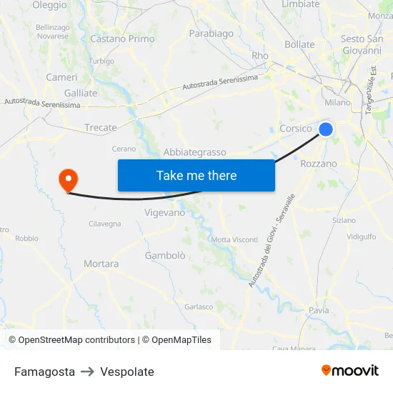 Famagosta to Vespolate map