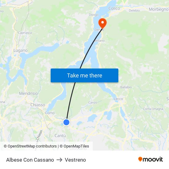 Albese Con Cassano to Vestreno map