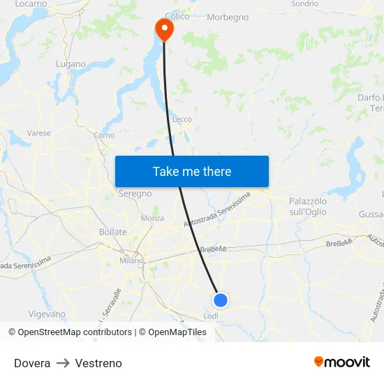 Dovera to Vestreno map
